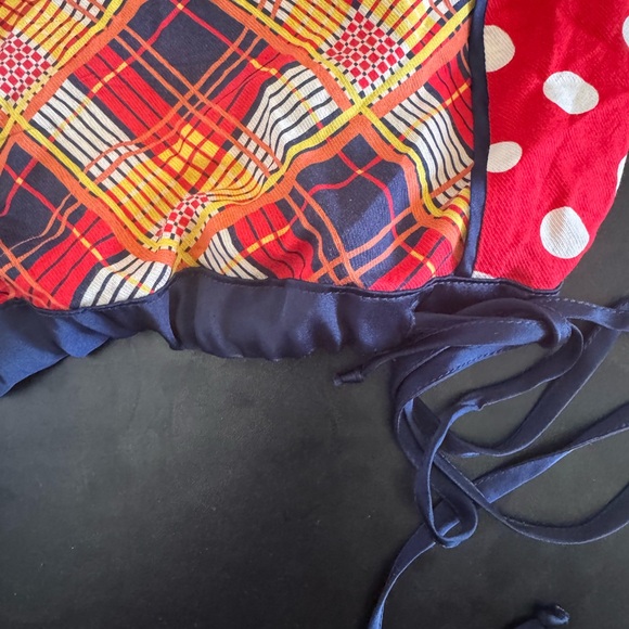 Anthropologie Red and Yellow Plaid Top with polka dots! - Picture 4 of 9